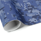 Silver Cancer Zodiac Sign Navy Blue Digital Camo Geschenkpapier (Rolleneckpunkt)