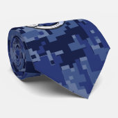 Silver Cancer Zodiac Sign Navy Blue Digital Camo Krawatte (Gerollt)