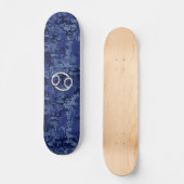 Silver Cancer Zodiac Sign Navy Blue Digital Camo Skateboard (Vorderseite)