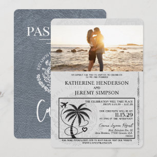 Silver Cancun Passport Wedding Einladung