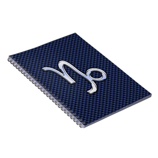 Silver Capricorn Zodiac Sign Blue Carbon Style Notizblock (Rechte Seite)