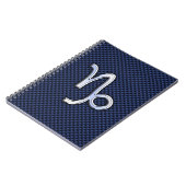 Silver Capricorn Zodiac Sign Blue Carbon Style Notizblock (Linke Seite)