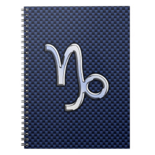 Silver Capricorn Zodiac Sign Blue Carbon Style Notizblock