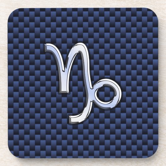Silver Capricorn Zodiac Sign Blue Carbon Style Untersetzer (Vorderseite)