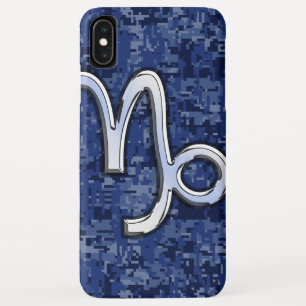 Silver Capricorn Zodiac Symbol Blue Camouflage Case-Mate iPhone Hülle