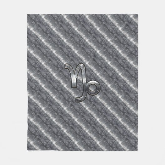 Silver Capricorn Zodiac Symbol Steel Style Fleecedecke (Vorderseite)