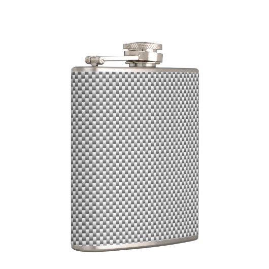 Silver Carbon Fibre Style Print Flachmann (Rechts)