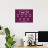 Silver & Cassis Chic 7 Tabelle Hochzeitstabelle Poster (Heimbüro)