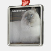 Silver Cat My First Christmas Foto Ornamente (Links)