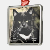Silver Cat My First Christmas Foto Ornamente (Links)