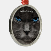 Silver Cat My First Christmas Foto Ornamente (Rechts)