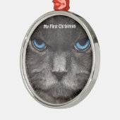 Silver Cat My First Christmas Foto Ornamente (Links)