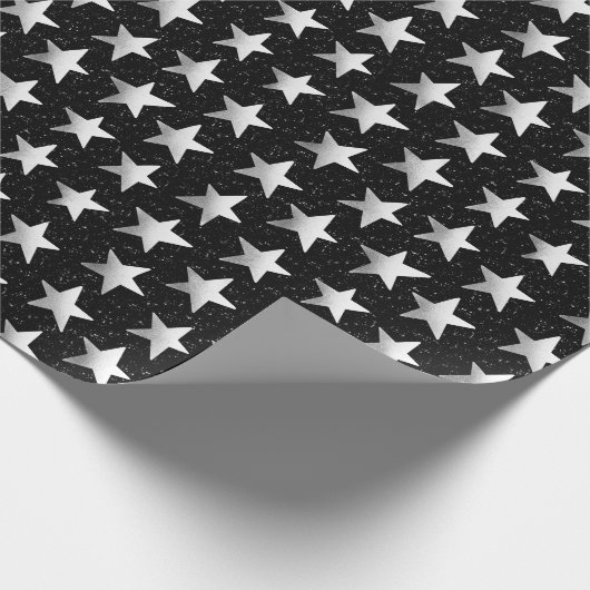 Silver Celebration Stars Geschenkpapier (Ecke)