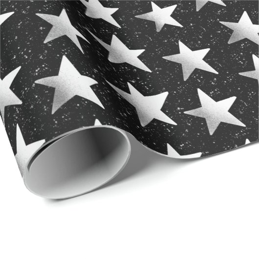 Silver Celebration Stars Geschenkpapier (Rolleneckpunkt)