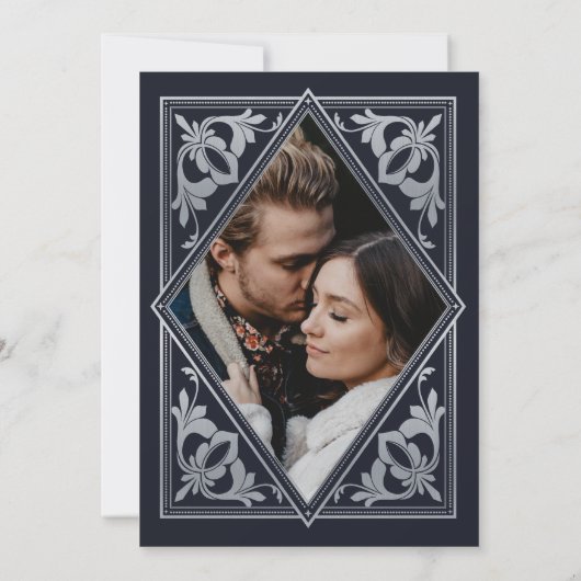 Silver Celestial Art Nouveau Tarot Gotisches Foto Save The Date (Rückseite)