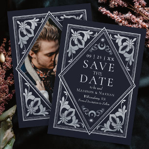 Silver Celestial Art Nouveau Tarot Gotisches Foto Save The Date