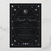 Silver Celestial Black Tarot Card Brautparty Folieneinladung (Vorderseite)