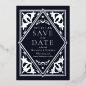 Silver Celestial Tarot Gothic Foto Save the Date Folieneinladung (Vorderseite)