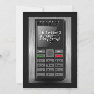 Silver Cell Phone Teen Geburtstagsparty Einladung