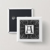 Silver Celtic "A Monogram" Button (Vorne & Hinten)