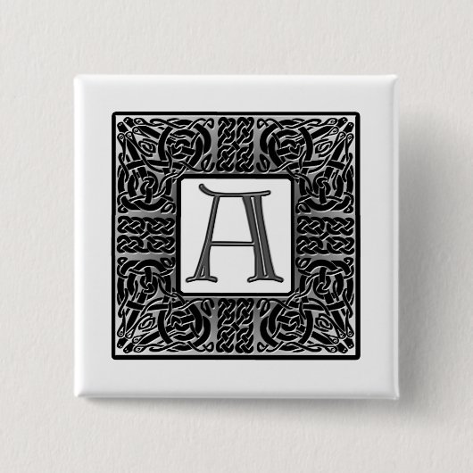 Silver Celtic "A Monogram" Button (Vorderseite)