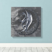 Silver Celtic Dragon Leinwanddruck (Insitu (Holzboden))