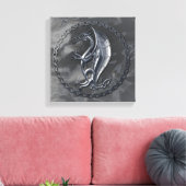Silver Celtic Dragon Leinwanddruck (Insitu (Wohnzimmer))