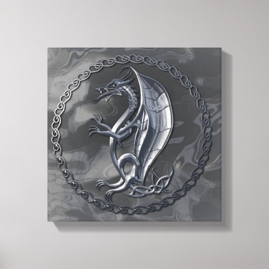 Silver Celtic Dragon Leinwanddruck (Vorderseite)