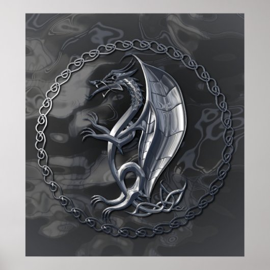 Silver Celtic Dragon Poster (Vorne)
