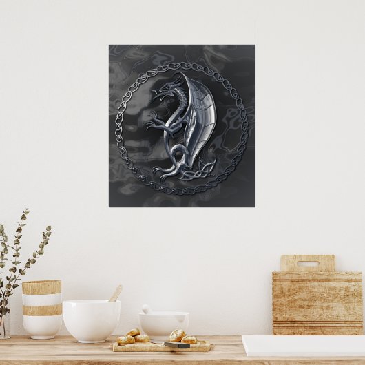 Silver Celtic Dragon Poster (Küche)