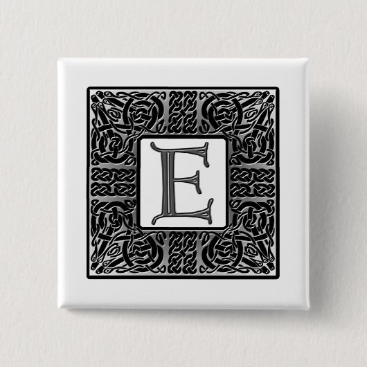 Silver Celtic "E" Monogram Button (Vorderseite)