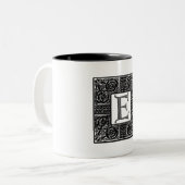 Silver Celtic "E" Monogram Zweifarbige Tasse (Vorderseite Links)