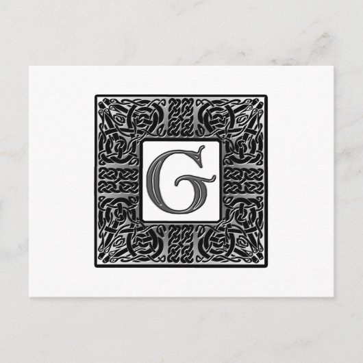 Silver Celtic "G Monogram" Postkarte (Vorderseite)