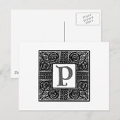 Silver Celtic "P Monogram" Postkarte (Vorne/Hinten)