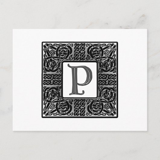 Silver Celtic "P Monogram" Postkarte (Vorderseite)