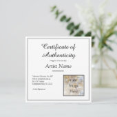 Silver Certificate of Authenticity Art Foto Einladung (Stehend Vorderseite)