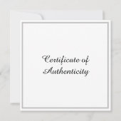 Silver Certificate of Authenticity Art Foto Einladung (Rückseite)