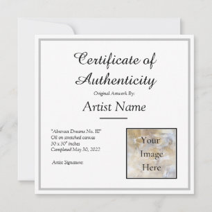 Silver Certificate of Authenticity Art Foto Einladung