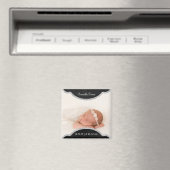 Silver Chalkboard | Geburtsankündigung von Baby-Fo Magnet (In Situ (Geschirrspüler))