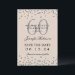Silver Champagne 60. Geburtstag Rett Datum Confett Einladung<br><div class="desc">Elegantes "60th Birthday Party" Design mit Imitats Glitzer Konfetti und Details Text. Einfach zu bedienen und leicht zu personalisieren. Bestelle noch heute!</div>