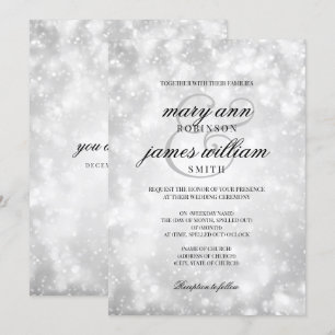 Silver Champagne Bokeh Elegant Wedding Einladung