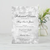 Silver Champagne Bokeh Elegantes Probe Dinner Einladung (Stehend Vorderseite)