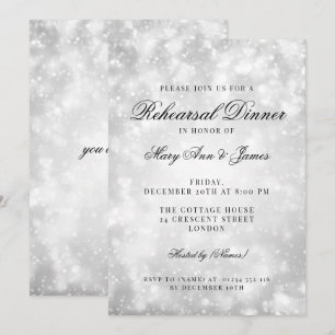 Silver Champagne Bokeh Elegantes Probe Dinner Einladung