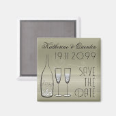 Silver Champagne Bubbles Cheers Chic Save the Date Magnet (Vorderseite/Rückseite)