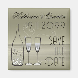 Silver Champagne Bubbles Cheers Chic Save the Date Magnet