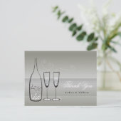 Silver Champagne Bubbly Stylish Wedding Danke Postkarte (Stehend Vorderseite)