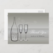 Silver Champagne Bubbly Stylish Wedding Danke Postkarte (Vorne/Hinten)