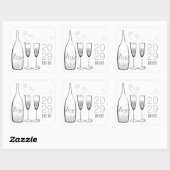 Silver Champagne Cheers Bubbly Stylish New Year Quadratischer Aufkleber (Blatt)