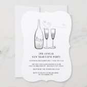 Silver Champagne Cheers Jährliches Silvesterabend Einladung (Vorderseite)
