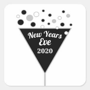 Silver Champagne, Silvester Quadratischer Aufkleber